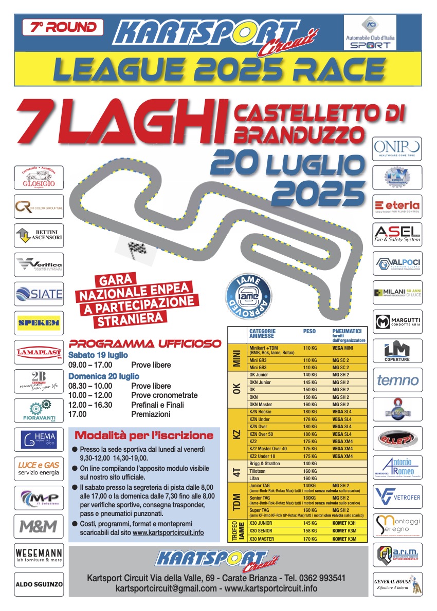 KART SPORT LEAGUE 2025 RACE - 19.20 LUGLIO 2025